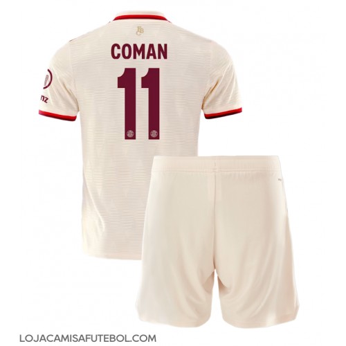 Camisa de Futebol Bayern Munich Kingsley Coman #11 Equipamento Alternativo Infantil 2024-25 Manga Curta (+ Calças curtas)